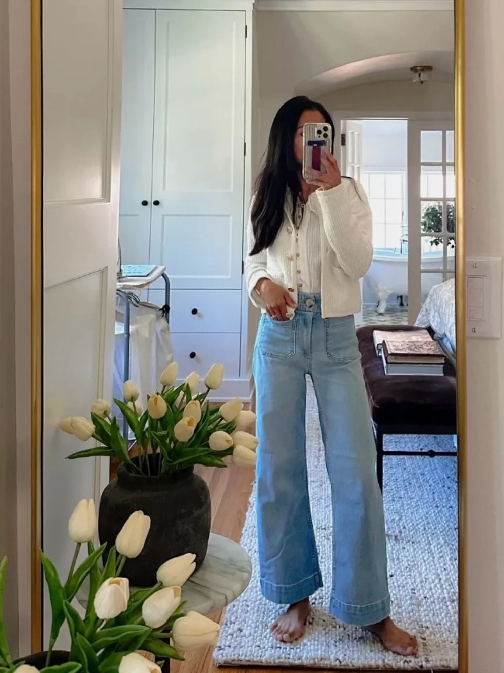 Anthropologie Maeve Colette Wide Leg Trouser Jeans Light Blue Wash size 31